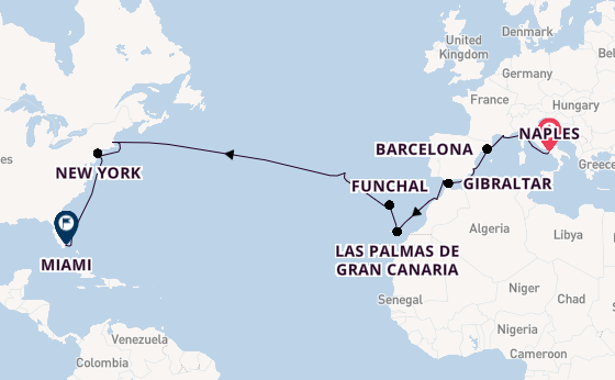 Transatlantic from Naples, Italy with the MSC Meraviglia