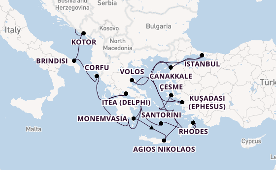 Eastern Mediterranean from Athens (Piraeus), Greece with the Seabourn Ovation 