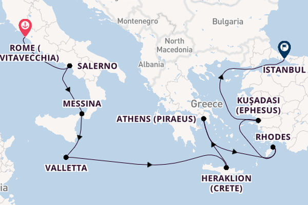 Mediterranean Sea from Rome (Civitavecchia), Italy with the Allura