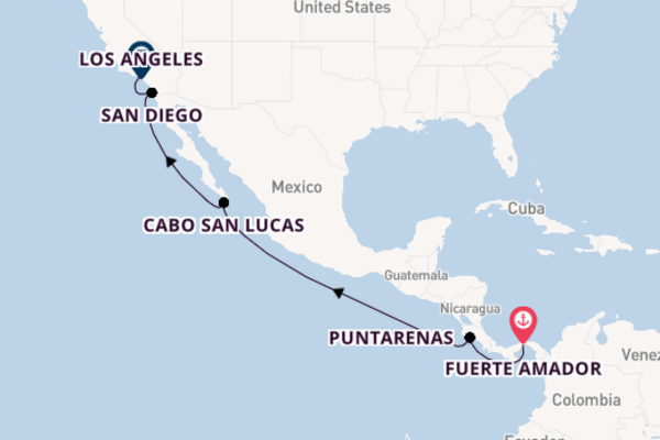 USA West Coast from Fuerte Amador, Panama with the Silver Shadow