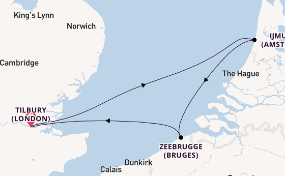 Sailing from Tilbury (London) via Ijmuiden (Amsterdam)