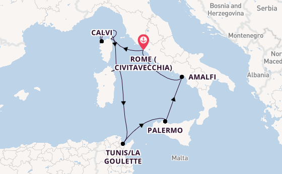 Western Mediterranean from Rome (Civitavecchia), Italy with the Seabourn Ovation 