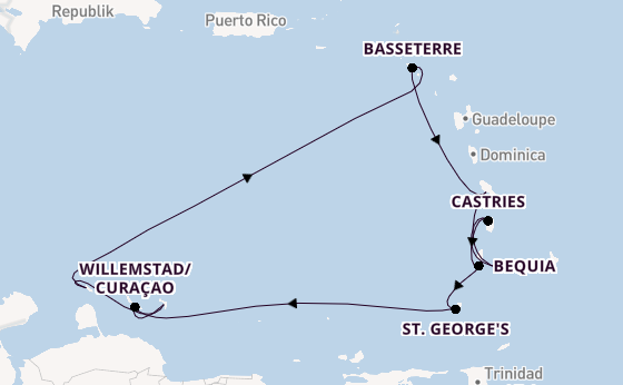 Südliche Karibik ab Bridgetown, Barbados auf der Silver Spirit