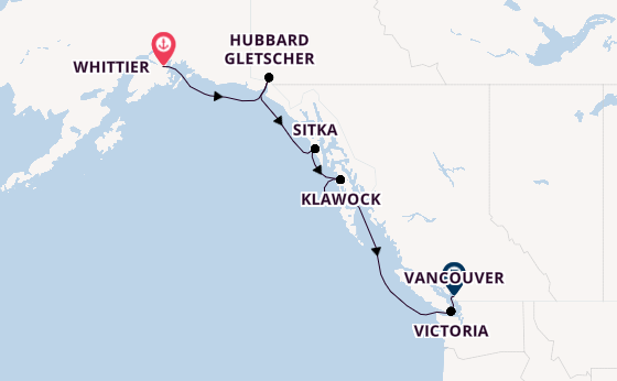 Alaska ab Whittier, Alaska auf der Seven Seas Explorer