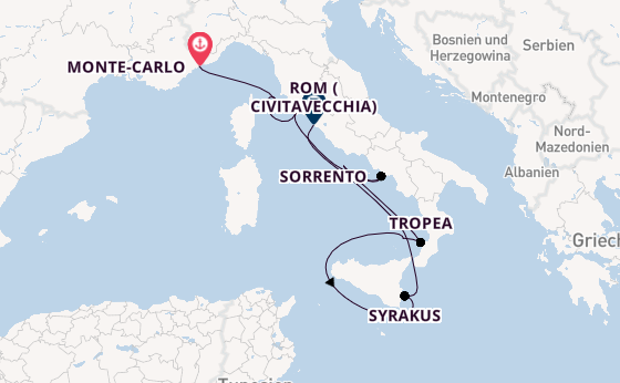 Westliches Mittelmeer ab Monte-Carlo, Monaco auf der EUROPA