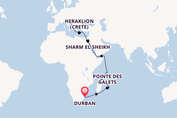 India and Indian Ocean from Durban, South Africa with the MSC Armonia 