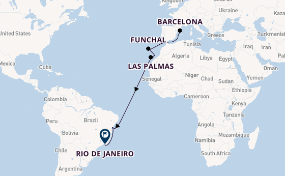 trans-Atlantisch vanaf Barcelona, Spanje met de MSC Virtuosa