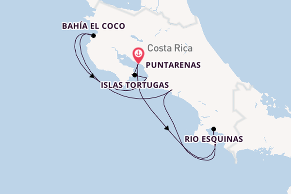 Midden-Amerika vanaf Puntarenas, Costa Rica met de Le Bellot