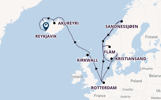 Noorwegen vanaf Rotterdam, Nederland met de Rotterdam