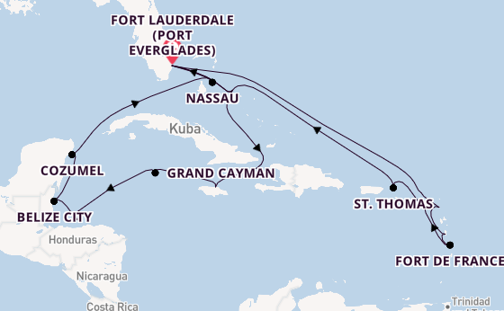 Karibik ab Fort Lauderdale (Port Everglades), USA auf der Eurodam