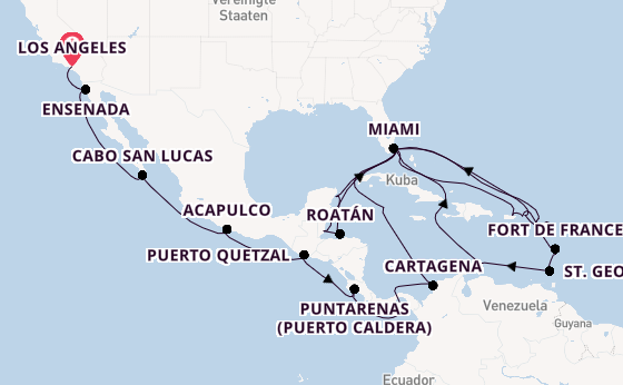 Karibik ab Los Angeles, USA auf der Sonata (Oceania)