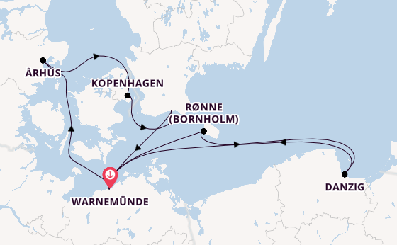 Ostsee ab Warnemünde auf AIDAmar