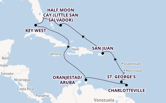 Caribbean from Fort Lauderdale (Port Everglades), Florida, USA with the Volendam