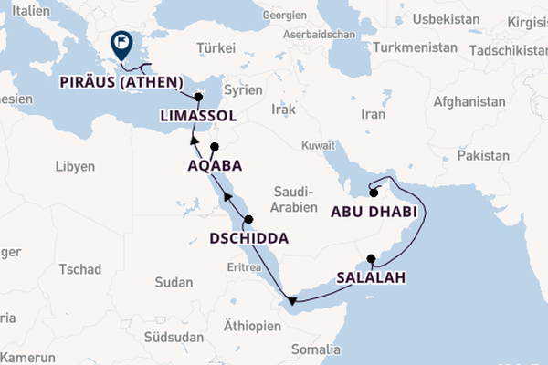 Östliches Mittelmeer ab Dubai, Vereinigte Arabische Emirate auf der Marina