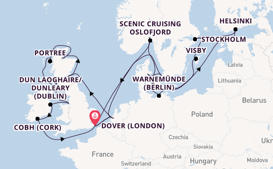 British Isles from Dover (London), England, United Kingdom with the Nieuw Statendam