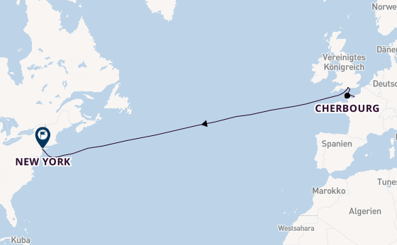 Transatlantik ab Le Havre (Paris), Frankreich auf der Queen Mary 2