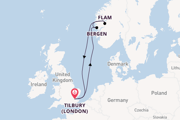 7 day journey on board the Ambience from Tilbury (London)
