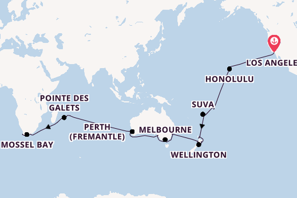Round-the-World Trip from Los Angeles, California, USA with the Coral Princess