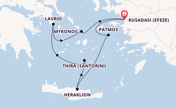 Oostelijke Middellandse Zee vanaf Kusadasi (Efeze), Turkije met de Celestyal Discovery