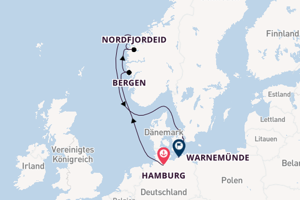 Norwegen ab Hamburg, Deutschland auf der Mein Schiff 7