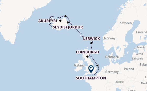 British Isles from Reykjavik, Iceland with the Vista