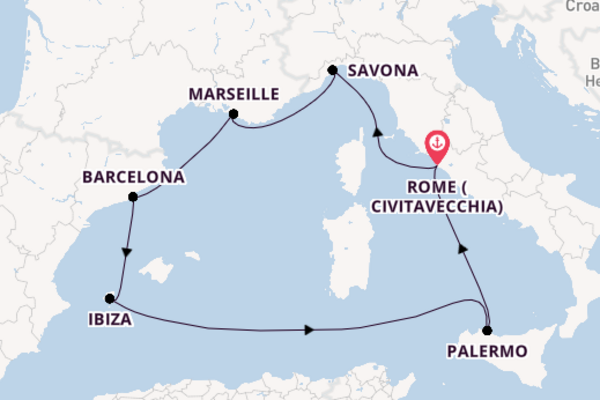 Western Mediterranean From Rome with the Costa Toscana