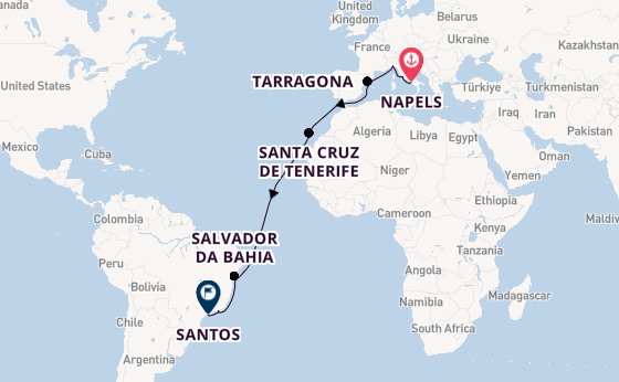 trans-Atlantisch vanaf Napels, Italië met de MSC Divina