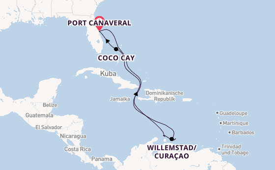 Karibik ab Port Canaveral, USA auf der Adventure of the Seas