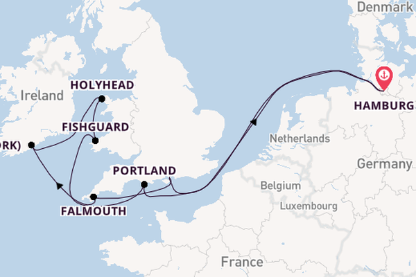 Britse Eilanden vanaf Hamburg, Duitsland met AIDAbella