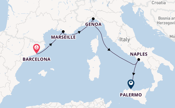 Western Mediterranean from Barcelona, Spain with the MSC Euribia