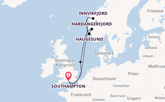 Norwegen ab Southampton, Großbritannien auf der Arvia