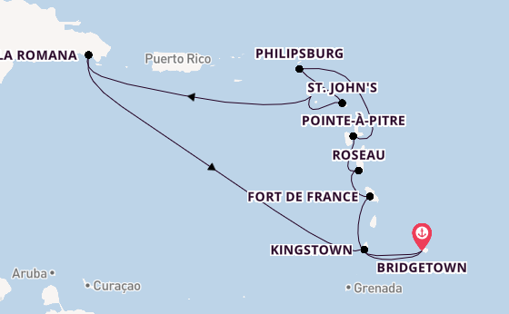 Südliche Karibik ab Bridgetown, Barbados auf der Mein Schiff 4