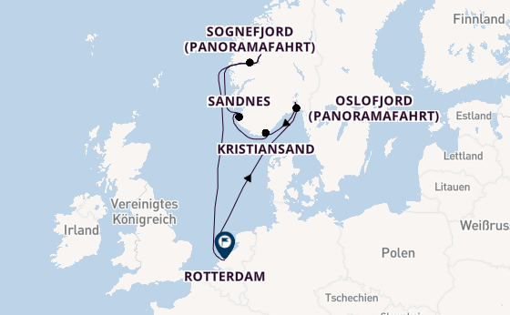 Norwegen ab Amsterdam, Niederlande auf der Rotterdam