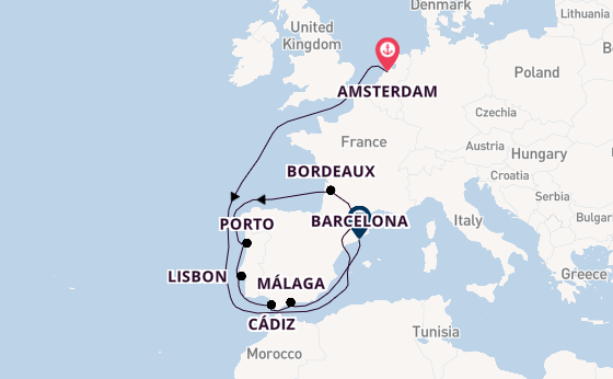 Western Mediterranean from Amsterdam, Netherlands with the Seven Seas Mariner