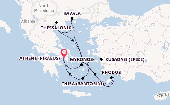 Oostelijke Middellandse Zee vanaf Athene (Piraeus), Griekenland met de Celebrity Infinity