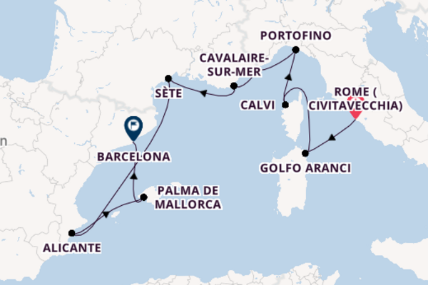 Sailing from Rome (Civitavecchia) to Barcelona