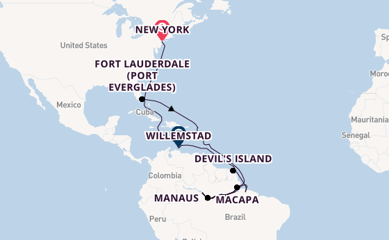 South America from New York with the Volendam