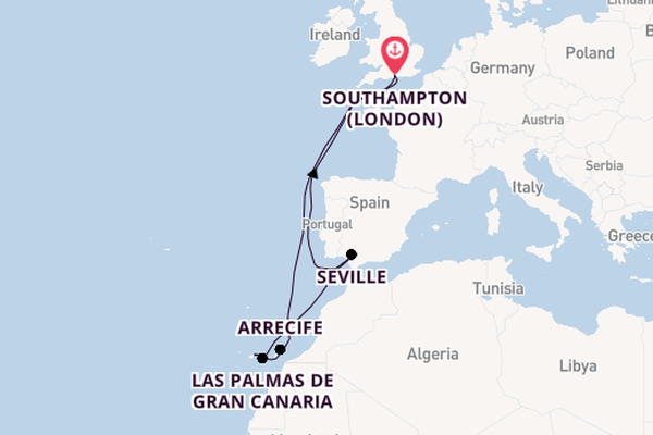 Canary Islands from Southampton, England with the Queen Victoria