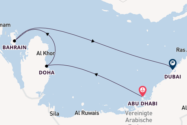 Persischer Golf ab Abu Dhabi, Vereinigte Arabische Emirate auf der Celestyal Journey