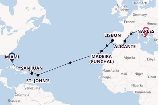 Transatlantic & Repositioning from Naples, Italy with the MSC Divina