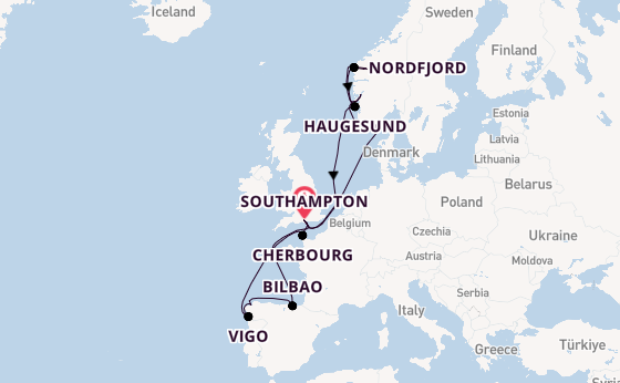 Norway from Southampton, England with the Arvia