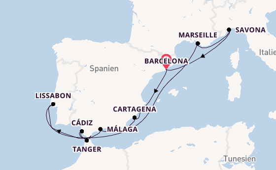 Westliches Mittelmeer ab Barcelona, Spanien auf der Costa Diadema