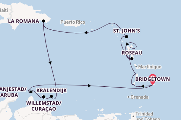 Südliche Karibik ab Bridgetown, Barbados auf AIDAperla