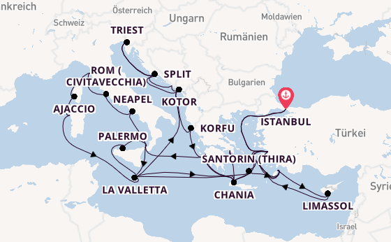 Mittelmeer ab Istanbul, Türkei auf der Enchanted Princess