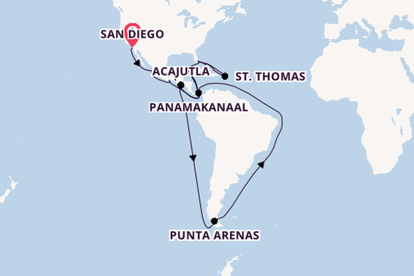 Caribbean vanaf San Diego, Verenigde Staten met de Eurodam