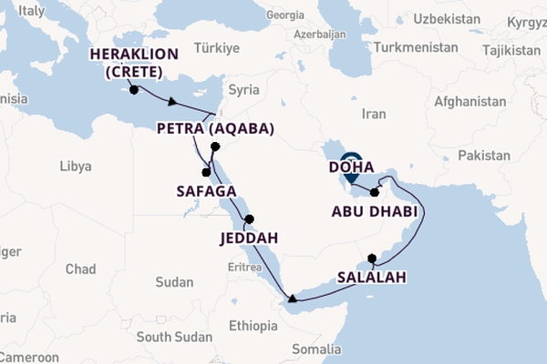 Middle East from Athens (Piraeus), Greece with the Seven Seas Mariner