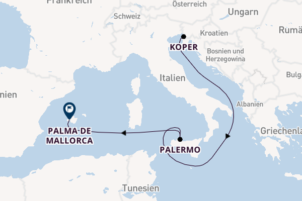 Taufreise der Mein Schiff Flow - 8 Nächte - ab Triest/bis Palma