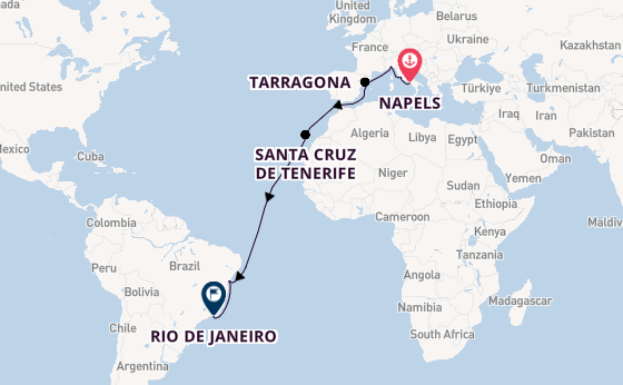 trans-Atlantisch vanaf Napels, Italië met de MSC Divina