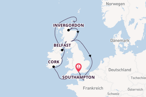 Von Southampton über Dún Laoghaire in 13 Tagen