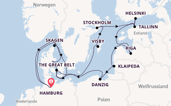 Europa ab Hamburg auf der Artania
